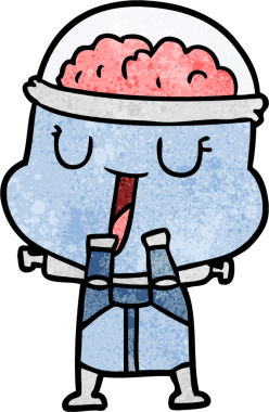 Bir insan tarafından çizilmiş mutlu çizgi film robotu