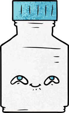 Bir insan tarafından çizilmiş karikatür hapı kavanozu.