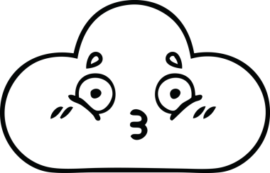 Bir insan tarafından çizilmiş beyaz bir bulutun çizgi çizimi