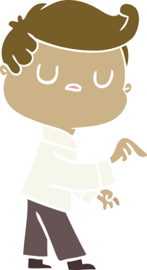 Düz renkli çizgi film karakteri, ilgisiz bir adamın bir insan tarafından çizildiğini gösteriyor.