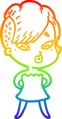 gökkuşağı gradyanı çizimi bir çizgi film kızı şaşırttı bir insan tarafından çizildi