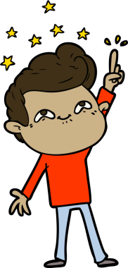 Bir insan tarafından çizilmiş heyecanlı bir çizgi film.