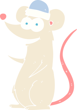 Bir insan tarafından çizilen mutlu farenin düz renk çizimi