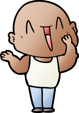 Bir insan tarafından çizilmiş mutlu, kel adam.