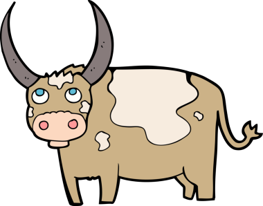 bir insan tarafından çizilmiş çizgi film ineği