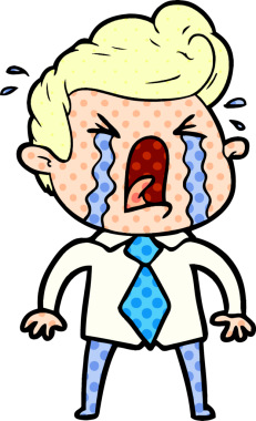 Bir insan tarafından çizilmiş ağlayan bir karikatür.