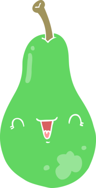 Bir insan tarafından çizilmiş düz renk çizgi film armudu