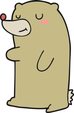 Bir insan tarafından çizilmiş sevimli çizgi film ayısı.