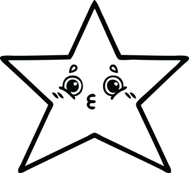 Bir insan tarafından çizilmiş yıldız balığının çizgi çizimi