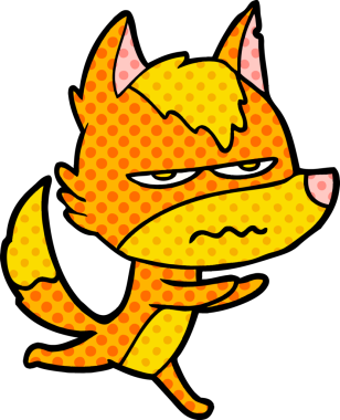 Bir insan tarafından çizilmiş tilki çizgi film karakteri