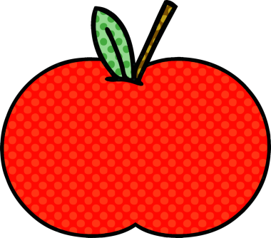 Bir insan tarafından çizilmiş kırmızı elma çizgi filmi.