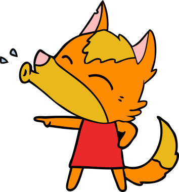 Bir insan tarafından çizilmiş tilki çizgi film karakteri