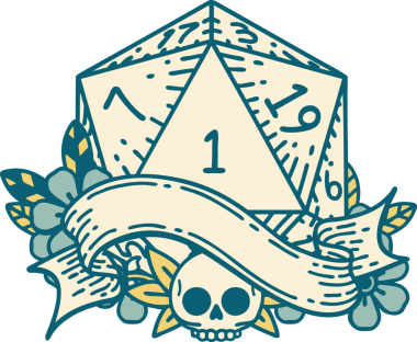 Retro Dövme Biçimi Doğal Bir d20 zar bir insan tarafından çizildi