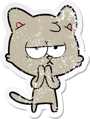 Bir insan tarafından çizilmiş sıkıntılı bir çizgi film kedisinin çıkartması.