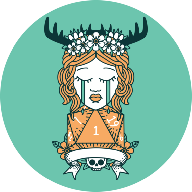 Bir insan tarafından çizilmiş doğal bir rulo ile ağlayan insan Druid ikonu