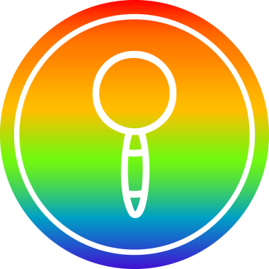 Bir insan tarafından çizilmiş gökkuşağı eğimli büyüteç dairesel simge