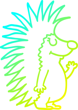 Bir insan tarafından çizilen sivri uçlu kirpinin soğuk gradyan çizimi.