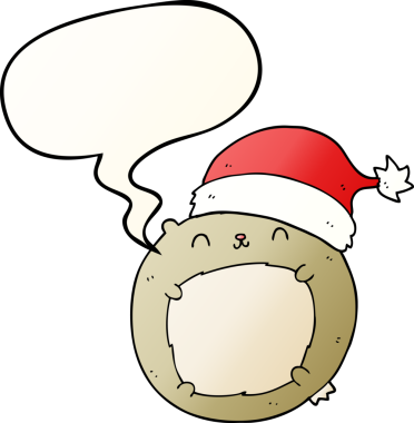 Bir insan tarafından çizilmiş hoş bir çizgi roman ayısı konuşma baloncuğu gibi yumuşak bir gradyan tarzıyla