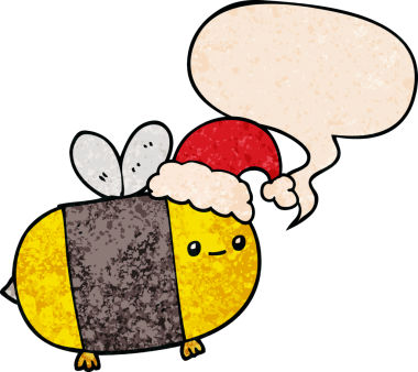 Bir insan tarafından çizilmiş eski moda konuşma baloncuklu çizgi film noel arısı.