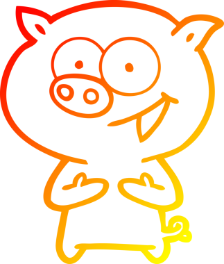 Bir insan tarafından çizilmiş neşeli bir domuz çizgi filmi.