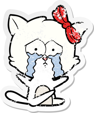 Bir insan tarafından çizilmiş karikatür bir kedinin sıkıntılı çıkartması.