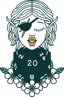 Retro Dövme Tarzı Bir insan tarafından çizilmiş doğal yirmilik zarlı düzenbaz karakter