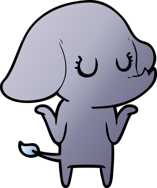 Bir insan tarafından çizilmiş şirin fil omuz silkiyor.