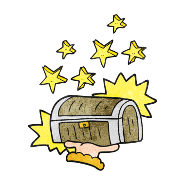 Bir insan tarafından çizilmiş el yapımı karikatür hazine sandığı.