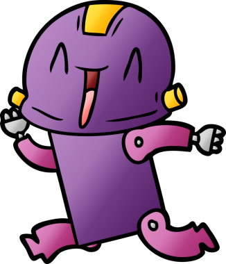 Bir insan tarafından çizilmiş çizgi film robotu