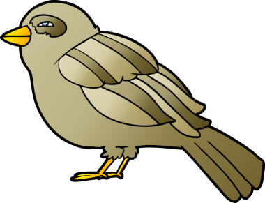 Bir insan tarafından çizilmiş çizgi film kuşu.