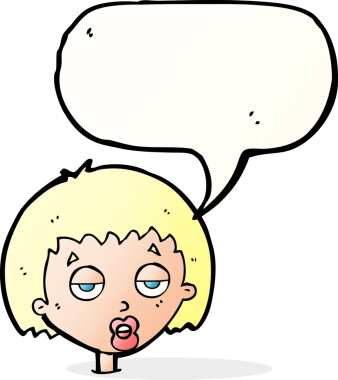 Bir insan tarafından çizilmiş konuşma balonu olan sıkılmış bir kadın çizgi filmi.