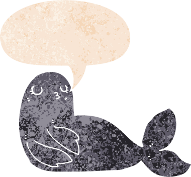 grunge ile konuşma balonu ile karikatür mühür sıkıntılı retro stil bir insan tarafından çizilmiş