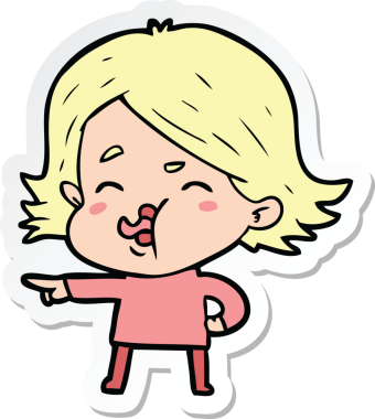 Bir insan tarafından çizilmiş bir karikatür kızının çıkartması.