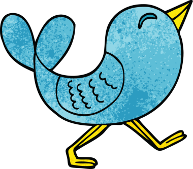 Bir insan tarafından çizilmiş mavi kuş karalaması.