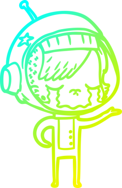 Bir insan tarafından çizilmiş ağlayan astronot bir kızın soğuk gradyan çizimi