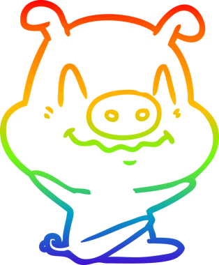 gökkuşağı gradyan çizimi bir insan tarafından çizilmiş sinir çizgi domuz çizimi