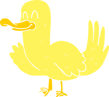 Bir insan tarafından çizilmiş ördeğin düz renk çizimi