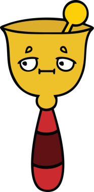 Bir insan tarafından çizilmiş sevimli bir okul çanı karikatürü.