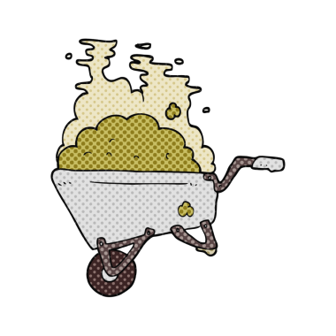 Bir insan tarafından çizilmiş el arabası karikatürü.