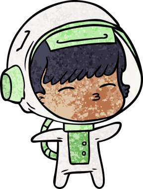 Bir insan tarafından çizilmiş meraklı astronot çizgi filmi.