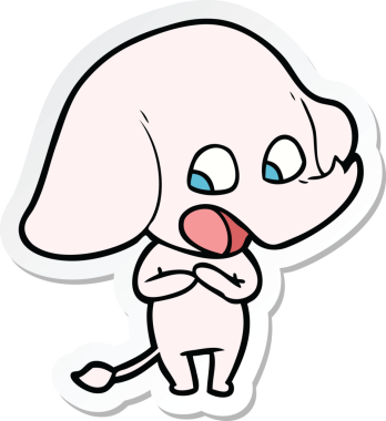 Bir insan tarafından çizilmiş şirin bir fil çıkartması.