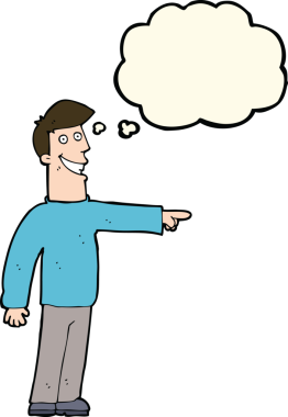 Bir insan tarafından çizilmiş düşünce baloncuğu olan bir adam.