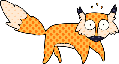 Çizgi film bir insan tarafından çizilmiş ürkmüş tilki.