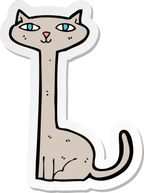 Bir insan tarafından çizilmiş çizgi film kedisinin çıkartması.