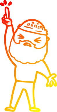 Bir insan tarafından çizilmiş sakallı bir çizgi film karakteri.