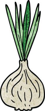 Bir insan tarafından çizilmiş soğan filizlenen karikatür karalaması