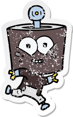 Bir insan tarafından çizilen mutlu çizgi film robotunun sıkıntılı çıkartması.