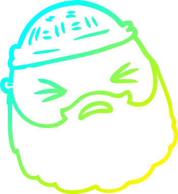 Bir insan tarafından çizilmiş sakallı, karikatür erkek yüzü.