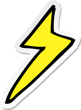 Bir insan tarafından çizilmiş karikatür yıldırım sembolü çıkartması.