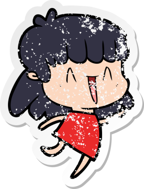 Bir insan tarafından çizilmiş karikatür bir kadının sıkıntılı çıkartması.